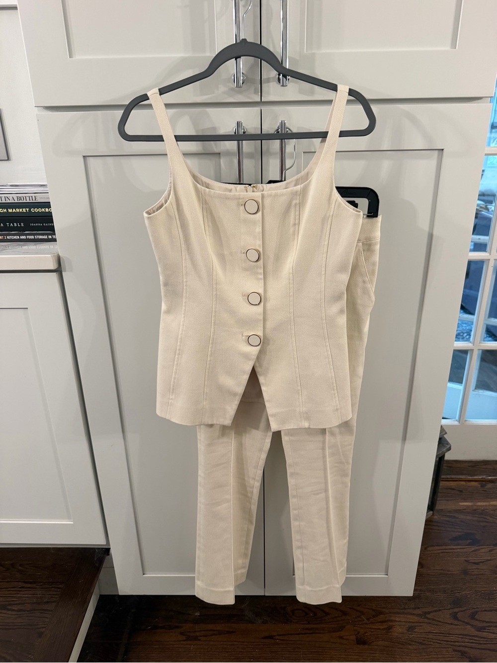 Veronica Beard Liana Top (size 6) & Kimra Pants (size 2) Set Ecru Cream